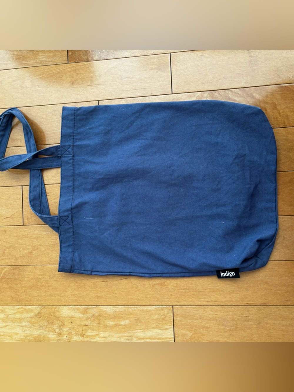 Indigo Navy Canvas Tote with White Script - Picture 2 of 2
